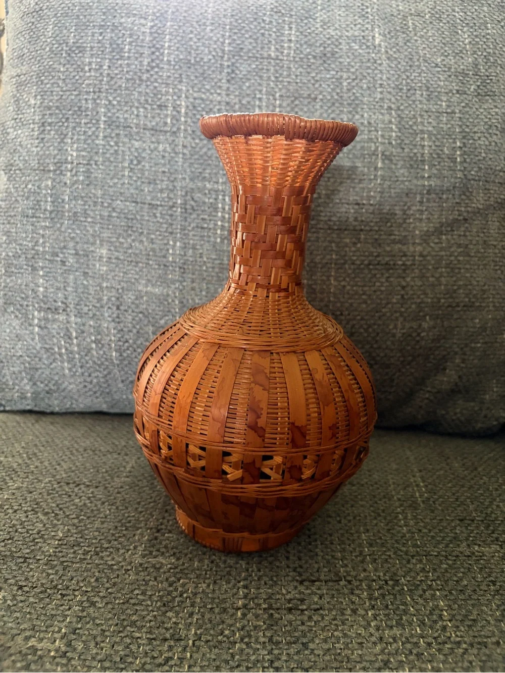 Handwoven Brown Wicker Decorative Vase - Home Accents